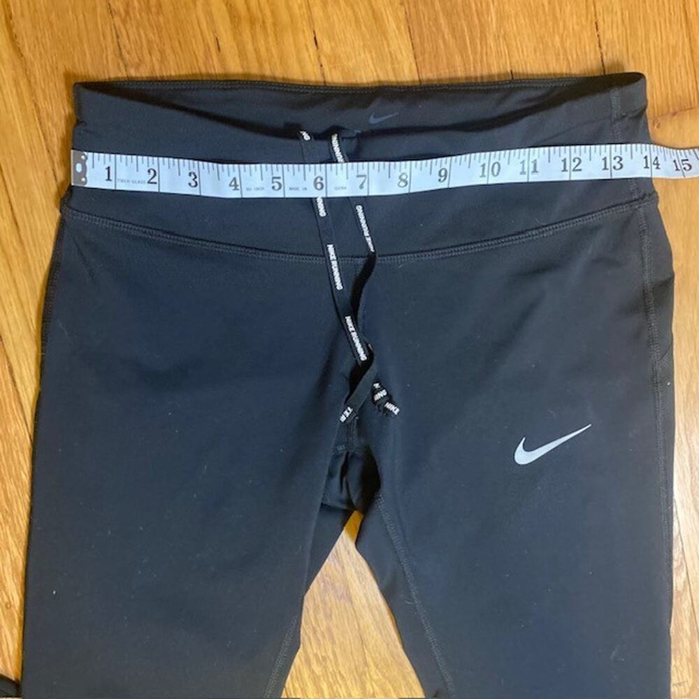 NIKE Womens Small Dri Fit 3/4 Black Leggings Drawstring Pockets Athleisure Sport - Picture 10 of 10
